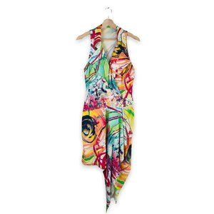 Alberto Makali Paint Splash Asymmetrical Hem Dress